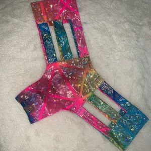Little black diamond rainbow rave shorts